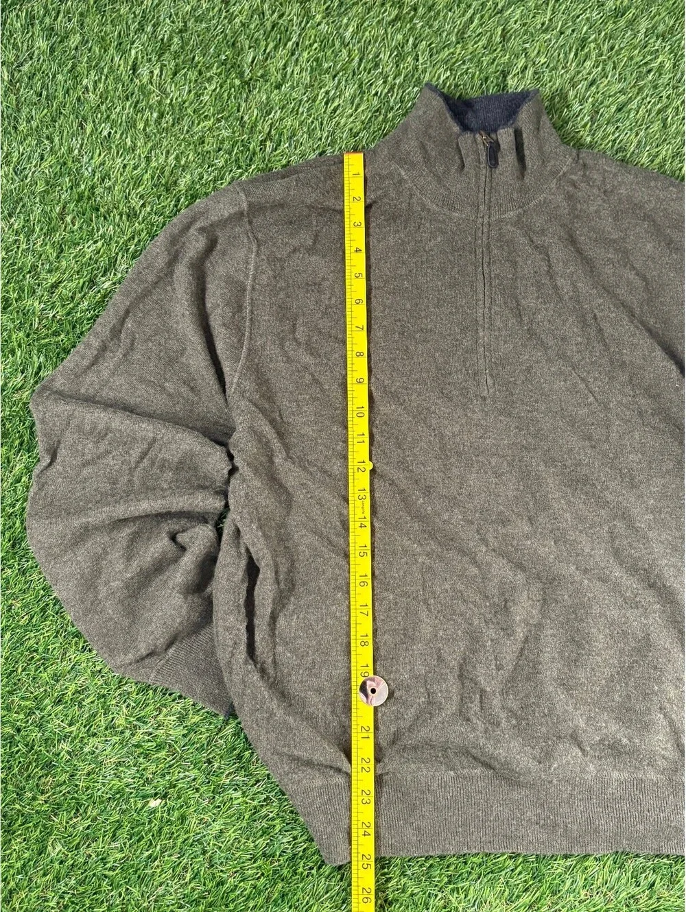 Vintage Polo Ralph Lauren Quarter Zip Sweater Gray 100% Lambs Wool Mens Size XL